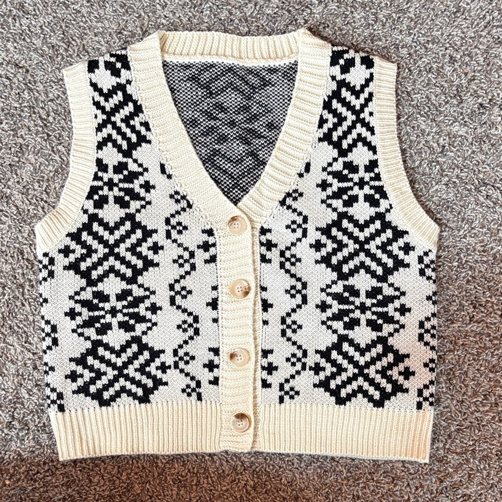 Black and White Knit Vest